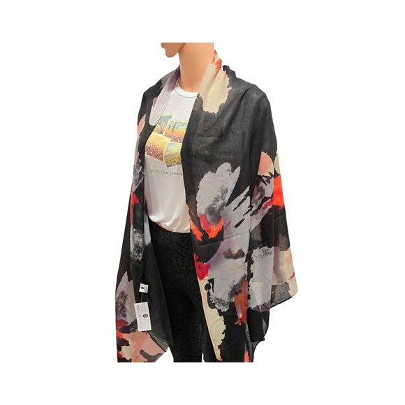 Jessica McClintock Black and Red Scarf Wrap - Picture 4 of 8